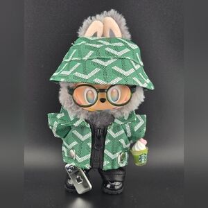 Fits Labubu Clothes Green Phone